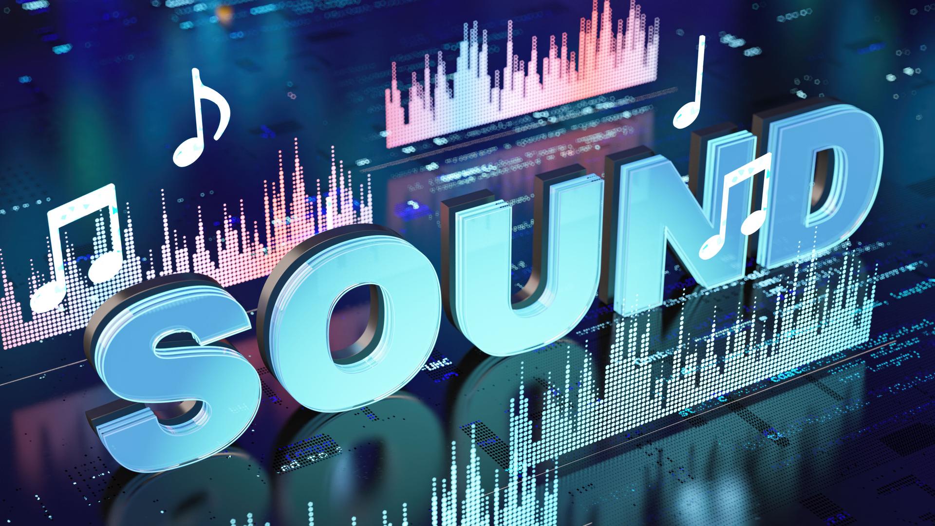 3D Sound Typography with Musical Notes and Equalizer Visuals